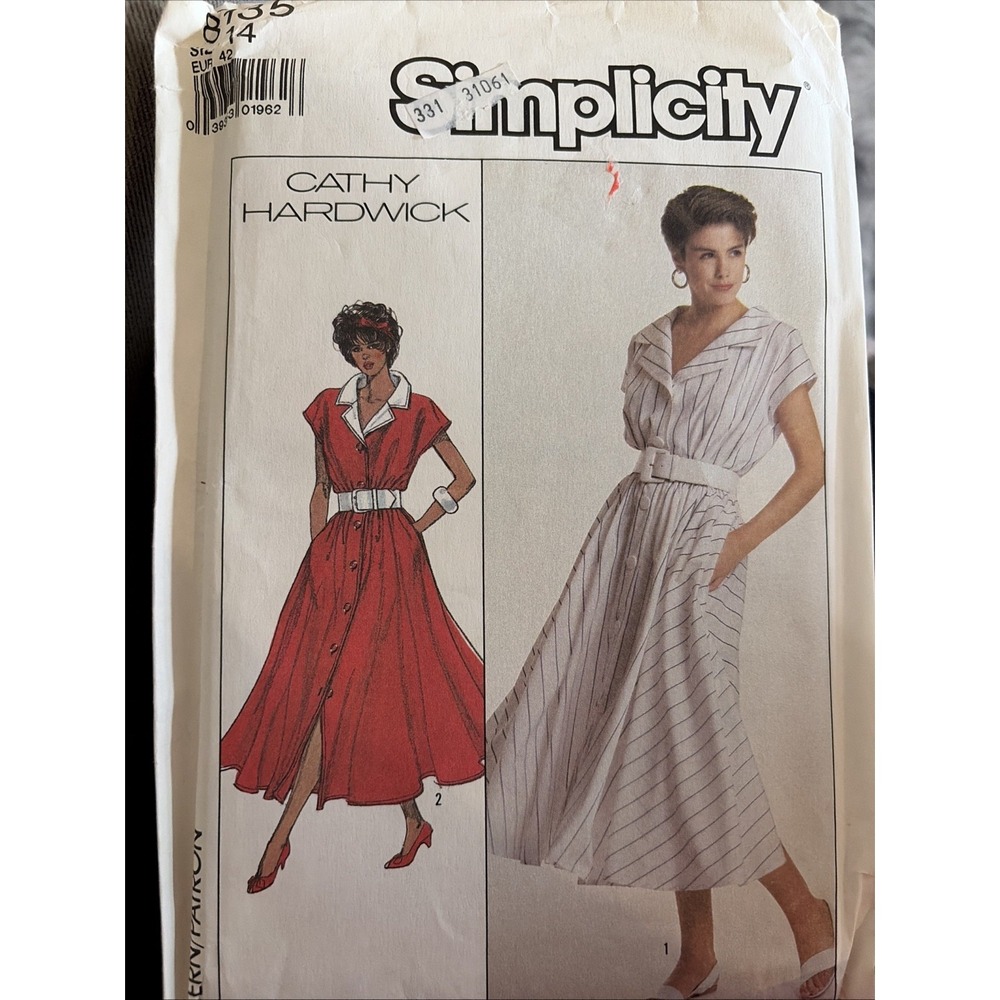 Simplicity 8135 Vintage 1986 Cathy Hardwick Dress Sewing Pattern Uncut Size 14